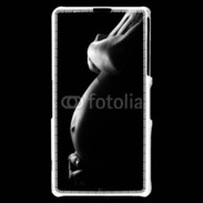 Coque Sony Xperia Z1 Compact Femme enceinte en noir et blanc