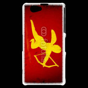 Coque Sony Xperia Z1 Compact Cupidon sur fond rouge