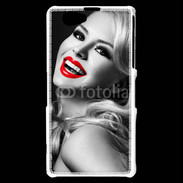 Coque Sony Xperia Z1 Compact Rouge à lèvres Fashion en noir et blanc