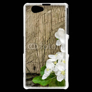 Coque Sony Xperia Z1 Compact Fleurs sur fond en bois