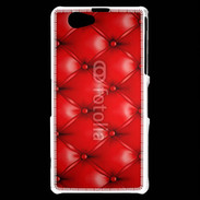 Coque Sony Xperia Z1 Compact Capitonnage cuir rouge