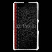 Coque Sony Xperia Z1 Compact Effet cuir noir et rouge