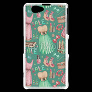 Coque Sony Xperia Z1 Compact Fond fashion rose et vert