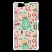 Coque Sony Xperia Z1 Compact Fond fashion rose et vert 2