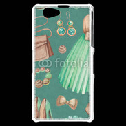 Coque Sony Xperia Z1 Compact Fond fashion vert et marron 2