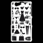 Coque Sony Xperia Z1 Compact Fond fashion noir et blanc 2