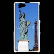 Coque Sony Xperia Z1 Compact Statue de la liberté et tour Eiffel