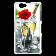 Coque Sony Xperia Z1 Compact Champagne et rose rouge