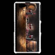 Coque Sony Xperia Z1 Compact Vin rouge et tonneaux