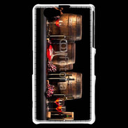 Coque Sony Xperia Z1 Compact Vin rouge et tonneaux 2