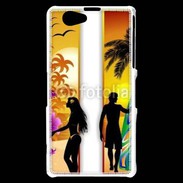Coque Sony Xperia Z1 Compact Surfer et fille sur la plage