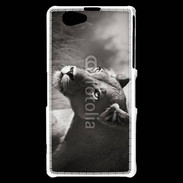 Coque Sony Xperia Z1 Compact Lionne en noir et blanc