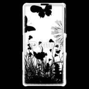 Coque Sony Xperia Z1 Compact Papillon en noir et blanc