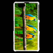Coque Sony Xperia Z1 Compact Trois perroquets bleu et jaune