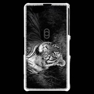 Coque Sony Xperia Z1 Compact Tigre du Bengale en noir et blanc