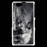 Coque Sony Xperia Z1 Compact Rhinocéros noir et blanc