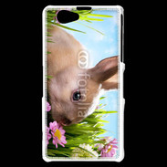 Coque Sony Xperia Z1 Compact Lapin et fleurs