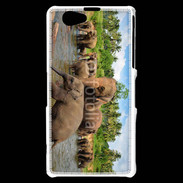 Coque Sony Xperia Z1 Compact Groupe d'éléphants à la rivière