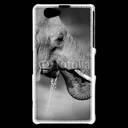 Coque Sony Xperia Z1 Compact Elephant d'Afrique en noir et blanc