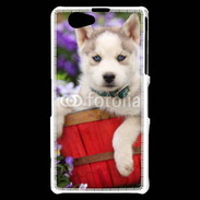 Coque Sony Xperia Z1 Compact Portrait chiot Husky de Sibérie 1