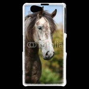 Coque Sony Xperia Z1 Compact Portrait cheval arabe gris 1