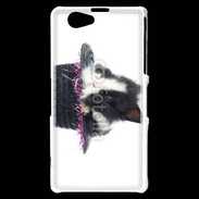 Coque Sony Xperia Z1 Compact Lapin noir et blanc dans un chapeau