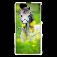 Coque Sony Xperia Z1 Compact Poney Shetland gris et blanc