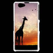 Coque Sony Xperia Z1 Compact Girafe au couché de soleil