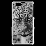 Coque Sony Xperia Z1 Compact Léopard en noir et blanc 500
