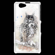 Coque Sony Xperia Z1 Compact hibou en aquarelle
