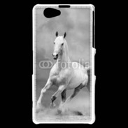 Coque Sony Xperia Z1 Compact Cheval en noir et blanc 55