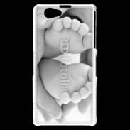 Coque Sony Xperia Z1 Compact Pieds de bébé noir et blanc