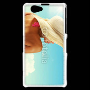 Coque Sony Xperia Z1 Compact Femme à chapeau de plage