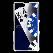 Coque Sony Xperia Z1 Compact Poker bleu et noir 2