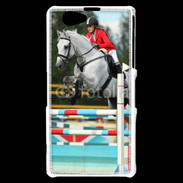 Coque Sony Xperia Z1 Compact Jumping Equitation cheval gris