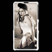 Coque Sony Xperia Z1 Compact Femme avec fond avion