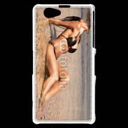 Coque Sony Xperia Z1 Compact Femme brune en bikini à la plage