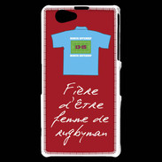 Coque Sony Xperia Z1 Compact Femme de rugbyman Bonus offensif-défensif Rouge 2