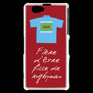 Coque Sony Xperia Z1 Compact Fille de rugbyman Bonus offensif-défensif Rouge 2