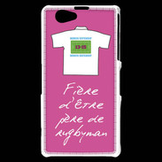 Coque Sony Xperia Z1 Compact Père de rugbyman Bonus offensif-défensif Rose