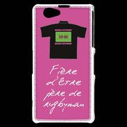 Coque Sony Xperia Z1 Compact Père de rugbyman Bonus offensif-défensif Rose 2