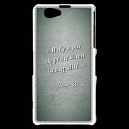 Coque Sony Xperia Z1 Compact Pêché stupidité Vert Citation Oscar Wilde