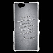 Coque Sony Xperia Z1 Compact Tragédie Noir Citation Oscar Wilde