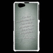 Coque Sony Xperia Z1 Compact Tragédie Vert Citation Oscar Wilde