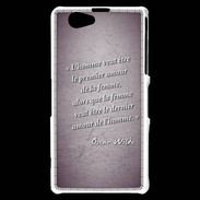 Coque Sony Xperia Z1 Compact Homme veut Violet Citation Oscar Wilde