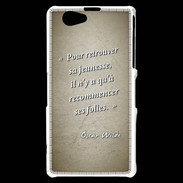 Coque Sony Xperia Z1 Compact Jeuness folie Sepia Citation Oscar Wilde