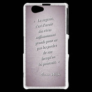 Coque Sony Xperia Z1 Compact Sagesse rêves Rose Citation Oscar Wilde