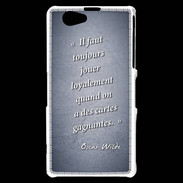 Coque Sony Xperia Z1 Compact Cartes gagnantes Bleu Citation Oscar Wilde