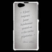 Coque Sony Xperia Z1 Compact Cartes gagnantes Gris Citation Oscar Wilde