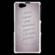 Coque Sony Xperia Z1 Compact Cartes gagnantes Rose Citation Oscar Wilde